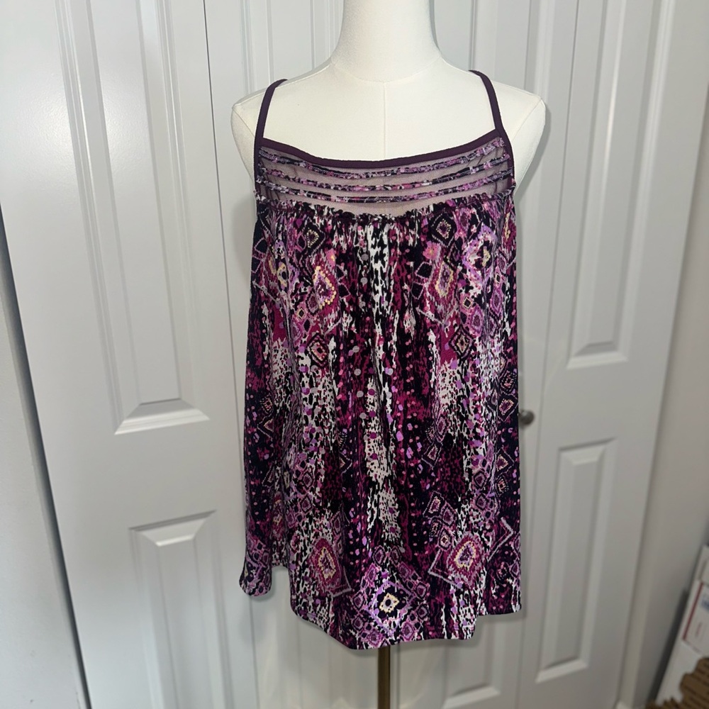 Pure Energy Purple Patterned Strappy Camisole